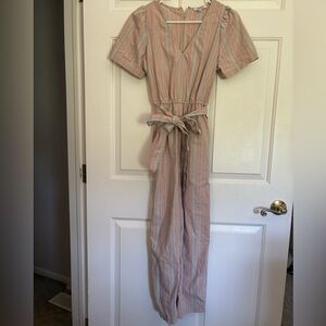 Madewell Striped Puff Sleeve Jumpsuit